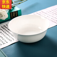 傳世瓷 純白色骨瓷碗家用陶瓷碗湯碗深碗白瓷碗大碗釉下彩無鉛單個 6英寸金鐘面碗(純白)