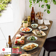 Luzerne叮叮系列方盤(pán)馬克杯復古做舊可愛(ài)家用盤(pán)子蒸蛋盤(pán)碟 尋憶淺黃27cm平盤(pán)