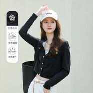 普普風（FGFEEL）2023春季女裝新品外搭簡約花朵紐扣裝飾針織外衫外套OA4W19595L 黑色 S