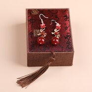 江南初見(jiàn)長(cháng)款耳環(huán)女紅色流蘇耳墜925銀耳飾中式氣質(zhì)民族古風(fēng)紅瑪瑙耳夾 925銀耳環(huán)+精美禮盒