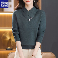 羅蒙羊毛衫女年輕媽媽秋冬新款加厚毛衣女洋氣時(shí)尚寬松顯瘦上衣保暖 墨綠 2XL (建議120-130斤)