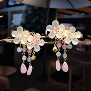 飛花古裝夾子頭飾古風(fēng)發(fā)夾兒童飾品漢服配飾少女發(fā)飾步搖流蘇對夾發(fā)簪 金色鈴鐺 1件套