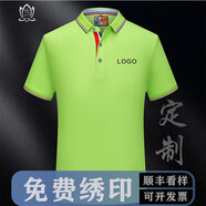 柚衫 polo定制t恤衫工作服廣告文化衫聚會短袖訂做團體服刺繡印logo 果綠POLO衫 XXL