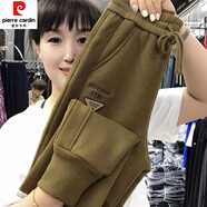 皮爾卡丹（pierre cardin）韓版冬季新款羊羔絨休閑褲寬松顯瘦加厚純·棉哈倫褲外穿百搭哈倫 芥末色 冬季羊羔毛三角標(biāo) 2XL 建議128-140斤