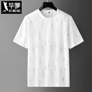 畢蒙（bimeng）胖子男裝薄款圓領(lǐng)短袖t恤特大號寬松休閑冰絲半袖白色體恤衫T 白色 3XL（190-210斤）