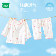 迷你木木屋兒童睡衣春夏男童女童薄家居服套裝寶寶夏天薄款服裝 萌萌兔 120