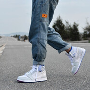 耐克（NIKE）男女鞋Air Jordan 1 高幫拼接運動籃球鞋 CK6637-104 白藍 42