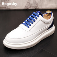 Rogosky香港潮牌2023夏新品休閑男鞋簡(jiǎn)約拼色厚底板鞋青年增高網(wǎng)紅小白鞋 白藍增高版 42（皮鞋碼）