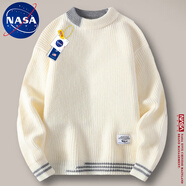 NASA XVVX官方秋冬季加厚毛衣男新款潮流寬松半高領針織衫男保暖男裝上衣服 6081米白【常規(guī)款】 XL (115-130斤)
