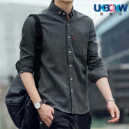 XQBKUW干活穿的襯衫男工地上班含棉衣服夏季工作服襯衣長袖 960深灰色長襯衫 L 建議95-110斤