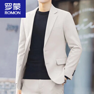 羅蒙（ROMON）痞帥小西裝男士春秋款商務(wù)韓版休閑修身黑色西服外套男便服 卡其色西服 L 125-140斤