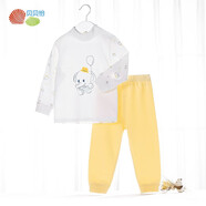 貝貝怡兒童內衣套裝寶寶新款秋冬季男童小童寶寶四季高領(lǐng)保暖家居服洋氣 淺黃 2條 80cm