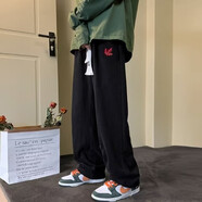 軒萊雅 褲子男新款慵懶風(fēng)運動(dòng)休閑褲男胖子超大碼褲潮流寬松哈倫束腳褲 D916黑色 XL