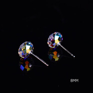 繪廬 精致閃亮奧地利水晶6MM耳飾 日韓風(fēng)格簡(jiǎn)約時(shí)尚森系耳環(huán)耳釘女 8MM 白彩耳釘