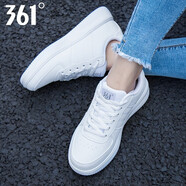 361°女鞋板鞋女2025年冬季361度皮面透氣防水女士休閑學(xué)生運動(dòng)鞋子女 361度白6606 37