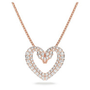 施華洛世奇（SWAROVSKI）  Una 經(jīng)典天鵝 時(shí)尚鑲鉆心形項鏈女士鎖骨鏈禮物 5628657 鍍玫瑰金色