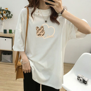 純棉遮肉短袖夏季新款中長(cháng)款寬松顯瘦百搭半袖t恤女上衣ins洋氣潮 白色（100%純棉不起球） 2XL(145-160斤)