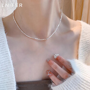 Lnieer銀碎幾兩銀項鏈女鎖骨鏈疊戴高級感S925銀iu同款彩虹豆豆圓珠項鏈 碎銀幾兩項鏈