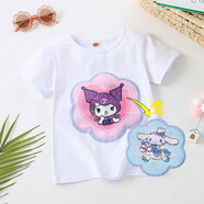 庫洛米衣服女童短袖T恤夏季薄款女寶寶亮片變色卡通半袖上衣潮 庫洛米白色（變換圖案） 150
