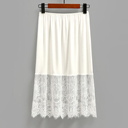 必菩白色防透打底襯裙 花邊蕾絲拼接莫代爾內搭半身 a字裙夏中長(cháng)薄款 白色 S