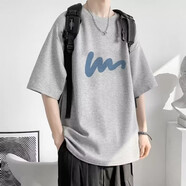 柏斐荻短袖T恤男夏天男士半袖衣服大學(xué)生休閑韓式半截袖T恤清涼休閑短袖 T127淺灰 4XL