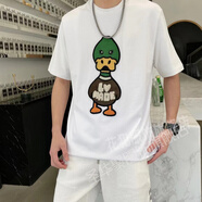 圣華聚 諾依得森優(yōu)棉良品歐洲站年春夏季潮牌卡通小鴨子男士短袖T恤寬松 Y052白色 2XL(175-185斤)