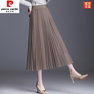 皮爾卡丹（pierre cardin）垂感網(wǎng)紗半身裙女春夏新款高腰中長(cháng)款百褶裙顯瘦a字裙紗裙長(cháng)裙子 卡其色 均碼 (80-150斤可穿)