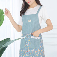 碎花圍裙女日系可愛ins小清新工作服男韓版棉麻布料透氣防水防油家用廚房做飯圍腰2021新款夏天薄款 藍(lán)色