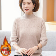 啄木鳥(niǎo)（TUCANO）中老年女冬裝加絨加厚毛衣媽媽裝水貂絨打底衫一體絨保暖上衣 加絨 9377駝色 加厚 XL 建議115-130斤