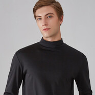 奧德里奇春秋長(cháng)袖T恤男絲光棉修身高領(lǐng)時(shí)尚潮流體恤莫代爾中領(lǐng)內搭長(cháng)袖打底衫上衣 黑色 XL