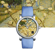 VAN GOGH/梵高 送女友禮物女士藝術(shù)防水石英表牛皮表帶時尚休閑學(xué)生手表 盛開的小梨樹