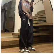 皮爾卡丹（pierre cardin）廓形cityboy山系褲子男褲子新款2024爆款 網(wǎng)紅 最新款褲子男潮流 黑色 XL