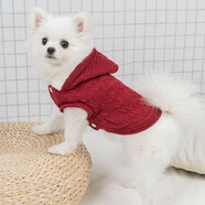 阿莫爾小狗狗衣服秋冬款泰迪比熊博美小型犬幼犬貓咪衣服寵物針織毛衣 帶帽毛衣（酒紅） S 具體參考背長胸圍