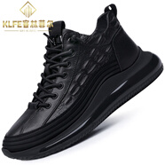 客林菲爾品牌男鞋2025秋冬新款百搭風(fēng)透氣運動(dòng)皮鞋子男厚底增高氣墊老爹鞋 黑色_【職業(yè)戶(hù)外高端男生搭配褲子高檔男士高筒休閑】 42 皮鞋標準尺碼