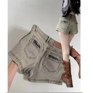 菲尼東爵（FNAADOOG）做舊復古牛仔半身裙包臀裙女秋冬辣妹腰小個(gè)子短裙牛仔裙 8052 XL 【建議 120-135斤】