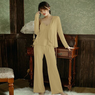 覓絲（Agentmuse）裸感睡衣女性感吊帶睡裙復(fù)古莫代爾家居服帶杯墊套裝346T鵝黃色M