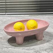 崢野輕奢陶瓷水果盤(pán)客廳茶幾公司前臺高檔歐式果盤(pán)零食盤(pán)干果盤(pán)糖果碗 高腳陶瓷果盤(pán)-香芋紫色