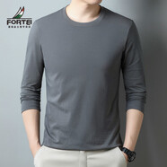 富鋌（FORTEI） 精梳棉春秋冬裝純棉衛衣2023款長(cháng)袖T恤男士百搭秋衣打底衫內搭男 官方旗艦深灰 XL 120/180/145-160斤