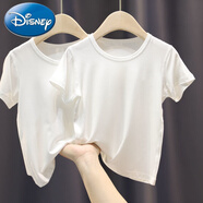 迪士尼（Disney）兒童運(yùn)動(dòng)莫代爾背心男童女寶寶白色打底衫內(nèi)穿薄夏純棉吊帶小背心 白色+白色【兩件裝短袖】 140 (建議身高125-135cm)