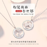 羽洛詩 S925銀情侶項鏈 男女一對個性創(chuàng)意二合一吊墜拼接款 時尚潮異地戀紀念生日520禮物送女友刻 【你是我的全世界】情侶項鏈