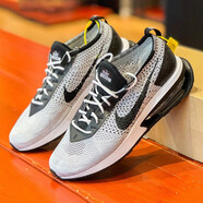 耐克（NIKE）男鞋春新款運動鞋AIR MAX FLYKNIT RACER飛線透氣緩震跑步鞋 DJ6106-002/灰黑 42.5