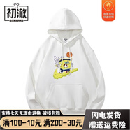初澈派大星海綿寶寶同款歐文5衛(wèi)衣男連帽ins潮牌寬松運動情侶裝上衣 白色  加絨加厚 海綿寶寶 L 170-178cm 115-140斤