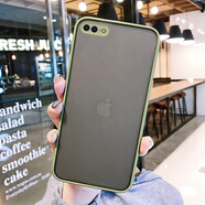 名櫻 蘋果8Plus手機殼iPhoneSE2保護套透明磨砂6SP撞色硅膠7P全包防摔ip6s網(wǎng)紅男女 蘋果7P/8Plus【軍綠色】+鋼化膜