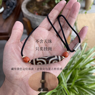 藏木世家 天珠掛繩橫穿豎穿掛脖鎖骨項(xiàng)鏈繩鏈子手工編織男女玉吊墜繩西藏 黃色定位珠+南紅橫穿(不含天珠)