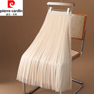 皮爾卡丹（pierre cardin）春秋季新款新款高腰顯瘦垂感網紗百褶半身裙仙女裙長裙中長款紗裙 杏色 S