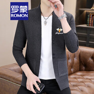 羅蒙（ROMON）輕熟風(fēng)針織開衫男2025春秋新款外搭毛衣男韓版潮流毛線上衣外套男 6816蜜蜂深灰色 3XL 150-160斤