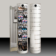 FULINWANJIA 福臨萬(wàn)家 智能360度旋轉鞋柜 殺菌消毒除臭圓柱形門(mén)口收納大容量 銀色邊條 【智能消毒殺菌】12層183cm高+鏡