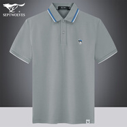 七匹狼短袖T恤男夏季新款時(shí)尚狼頭刺繡上衣男透氣翻領(lǐng)體恤 003(中灰)  170/50A/L