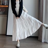 妙奕嘉白色裙子女2025夏季新款半身裙長裙粉色a字蛋糕裙小個子純欲顯瘦 新款白色半身長裙 M 【建議100-110斤】