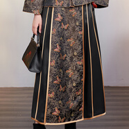 華族經(jīng)典（HUAZUJINGDIAN）【長(cháng)亭悠夢(mèng)】高端中式半身長(cháng)裙馬面裙夏季浮光錦馬面裙 黑色 M （80-105斤）